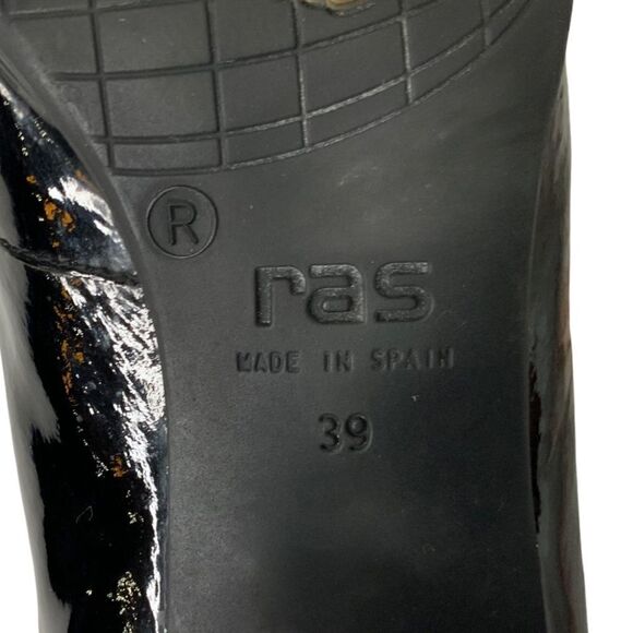 RAS Made in Spain Black Patent Genuine Leather Bootie Sz 8.5 - Picture 9 of 11